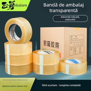 Bandă de ambalare, film BOPP, adeziv pe bază de apă, transparentă, pentru sigilare și ambalare (-20 până la 40 °C, 52 μm)