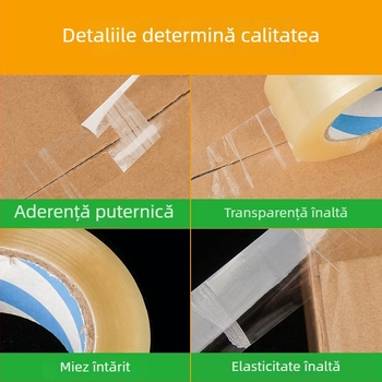 Bandă de ambalare, film BOPP, adeziv pe bază de apă, transparentă, pentru sigilare și ambalare (-20 până la 40 °C, 52 μm)