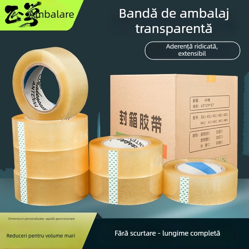 Bandă de ambalare, film BOPP, adeziv pe bază de apă, transparentă, pentru sigilare și ambalare (-20 până la 40 °C, 52 μm)