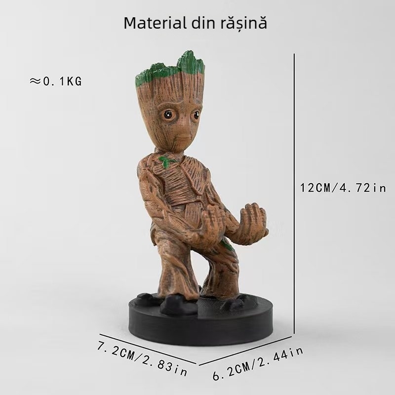 Suport pentru pixuri și stand pentru telefon, design inspirat de Groot, obiect decorativ