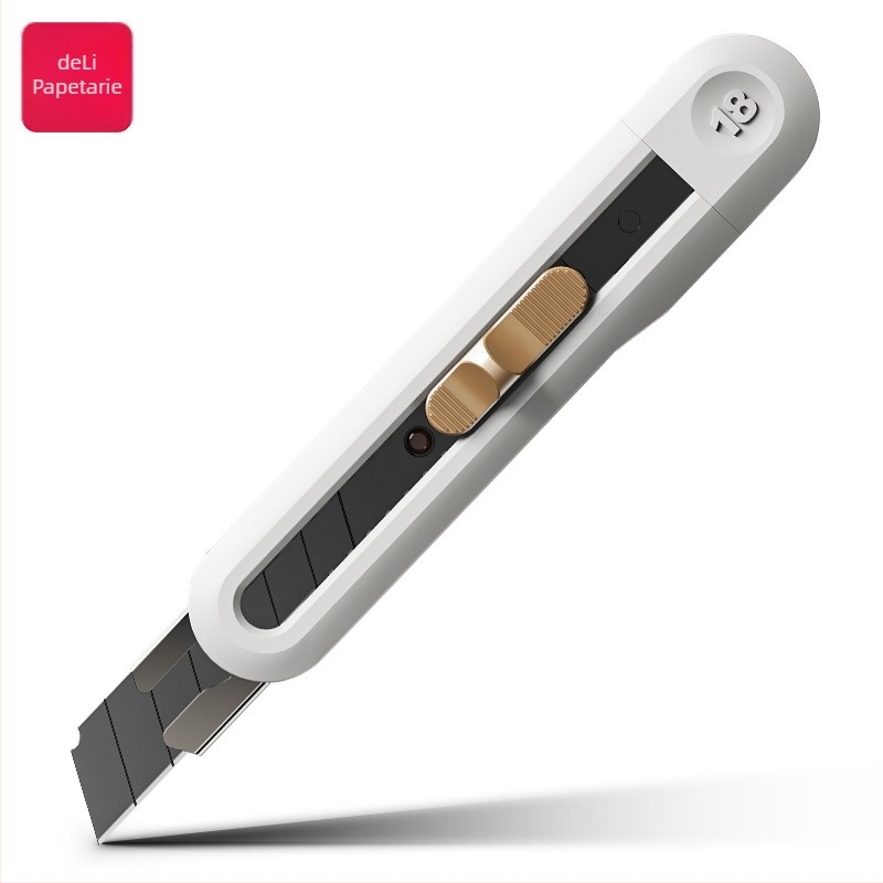 Cuțit universal NS062 pentru deschiderea coletelor și tăierea hârtiei/ artelor de craft – Lamă 18 mm, Brand Deli, Model NS062, Material: rășină, Greutate netă: 30 g