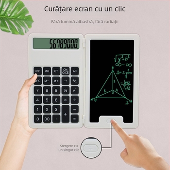 Dongxin calculator științific cu tabletă de scriere pliabilă, ecran LCD 12 cifre, carcasă ABS, model NLT-L050-J, baterie buton