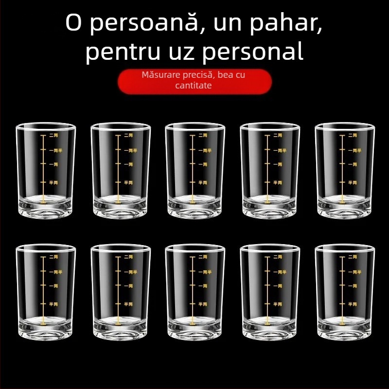 Pahar de whisky cu scară de măsurare, capacitate 1–100 ml, sticlă obișnuită, stil nou chinezesc, calitate premium