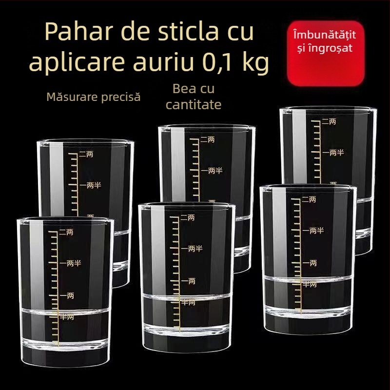 Pahar de whisky cu scară de măsurare, capacitate 1–100 ml, sticlă obișnuită, stil nou chinezesc, calitate premium