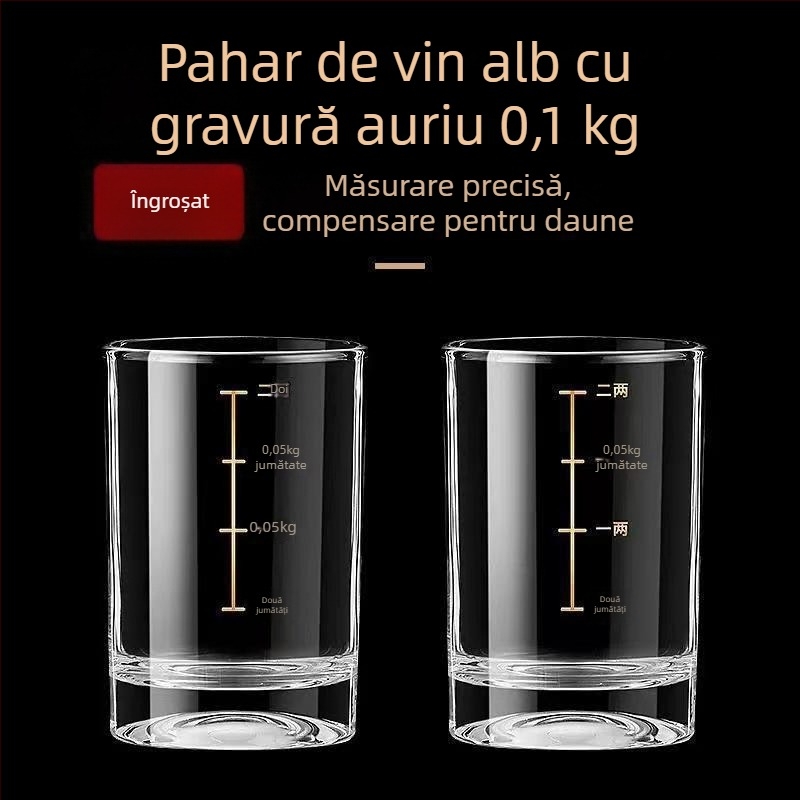 Pahar de whisky cu scară de măsurare, capacitate 1–100 ml, sticlă obișnuită, stil nou chinezesc, calitate premium
