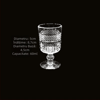 Pahar pentru băuturi spirtoase, design retro gravat cu model diamant (volum 1–100 ml; set)