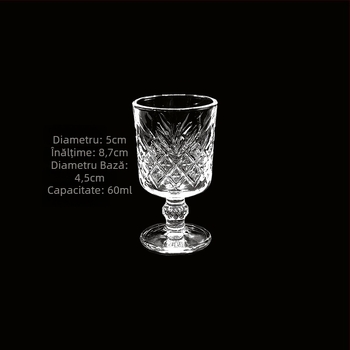 Pahar pentru băuturi spirtoase, design retro gravat cu model diamant (volum 1–100 ml; set)