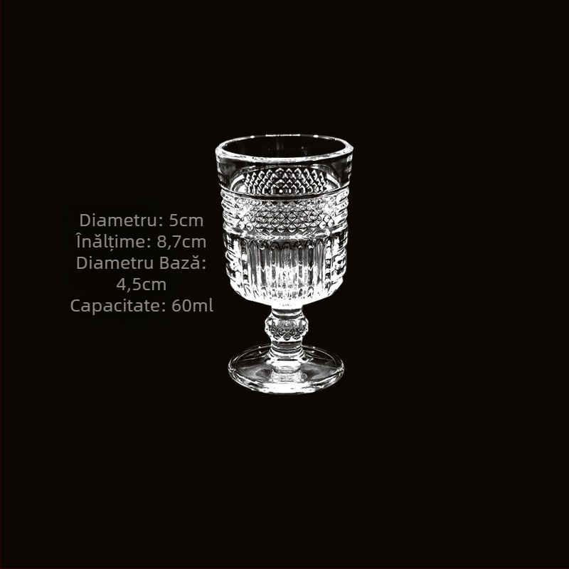 Pahar pentru băuturi spirtoase, design retro gravat cu model diamant (volum 1–100 ml; set)