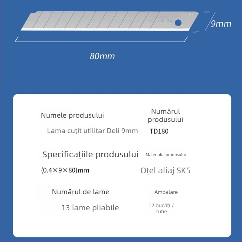 Lama pentru cuțit de artă, Deli TD180-181 SK5, 60°