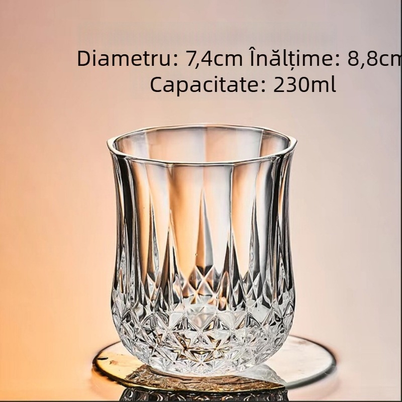 Pahar din sticlă temperată pentru băuturi spirtoase – stil minimalist modern, potrivit pentru baruri