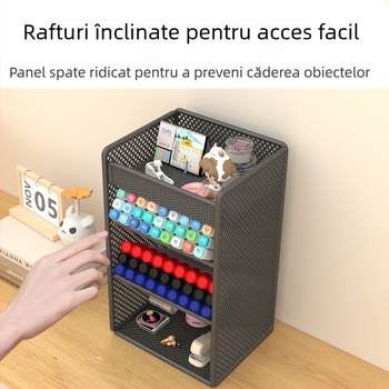 Suport pentru pixuri de birou cu inserție înclinată, organizator metalic cu 4 niveluri