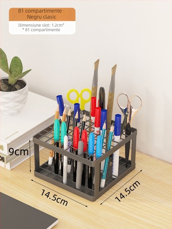 Suport pentru pixuri de birou cu inserție înclinată, organizator metalic cu 4 niveluri