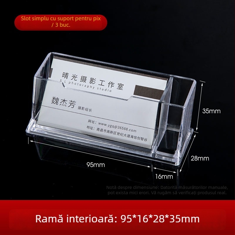 Suport pentru cărți de vizită | Material: acrilic | Construcție cu un singur strat | Capacitate: 70 de cărți