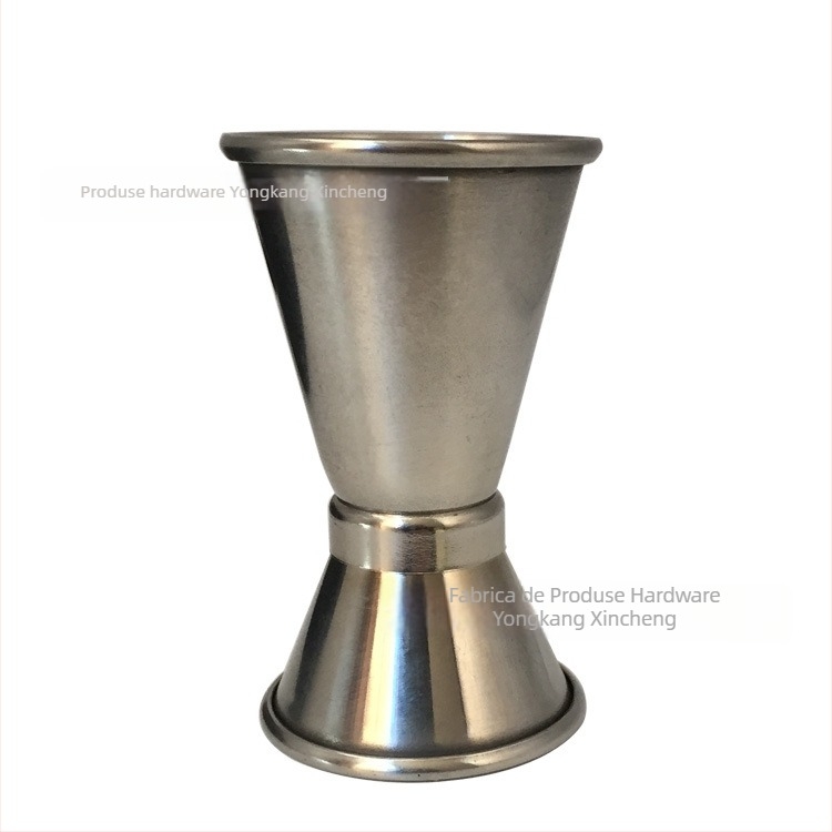 Cană de măsurat din oțel inoxidabil, cu două capete, margine curbată, capacitate 1-100 ml, design modern minimalist, imprimare logo disponibilă