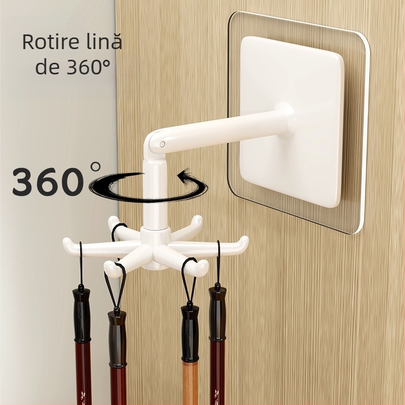 Suport rotativ pentru pensule de caligrafie, suport de perete pentru expunerea celor patru comori, montaj fără găuri, cârlig de perete multifuncțional; Brand: Evesigar/isijia; Material: Plastic; Model: 2171176905902328192; Specificație: Standard