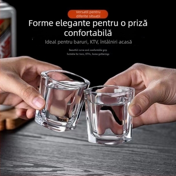 Set de 6 pahare din sticlă pentru băuturi spirtoase, design modern minimalist, logo imprimat, capacitate 1–100 ml
