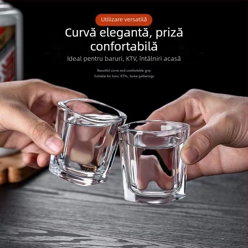 Set de 6 pahare din sticlă pentru băuturi spirtoase, design modern minimalist, logo imprimat, capacitate 1–100 ml