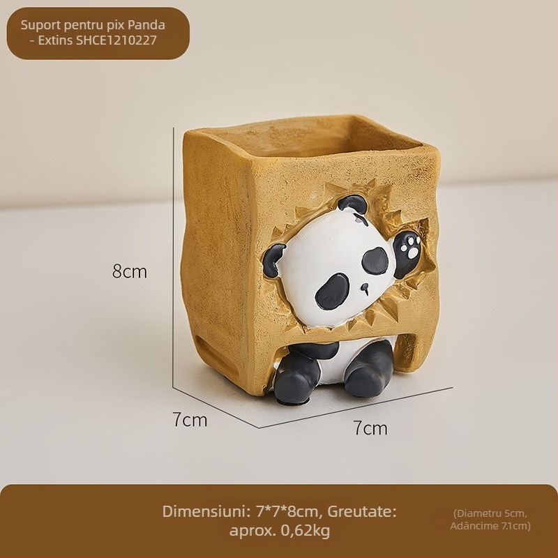 Panda – suport pentru pix pe birou, decor de birou din rășină, Brand Yisheng, Model Shce1210227