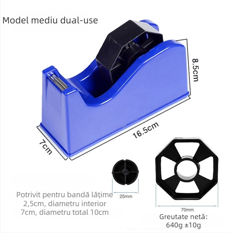 LD-JDZ01 Dispenser de bandă din plastic, dual‑purpose, pentru birou, lățime bandă până la 25 mm, grosime tăiere 1 mm, greutate netă 800 g