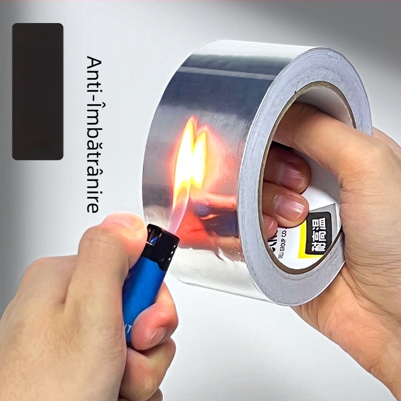 Deli bandă din folie de aluminiu, groasă și rezistentă la temperaturi înalte, pentru etanșarea și repararea scurgerilor la hota de bucătărie și conductele de apă caldă, 100 μm grosime
