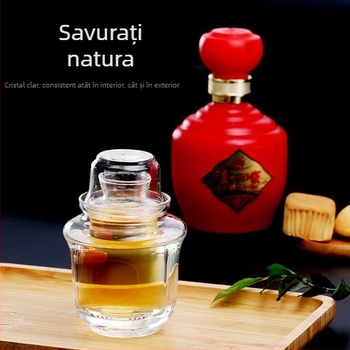 Su Yi Set de vin din sticlă – 3 piese: ceașcă exterioară, ceașcă interioară și capac, rezistent la căldură, stil modern