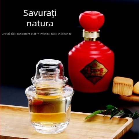 Su Yi Set de vin din sticlă – 3 piese: ceașcă exterioară, ceașcă interioară și capac, rezistent la căldură, stil modern