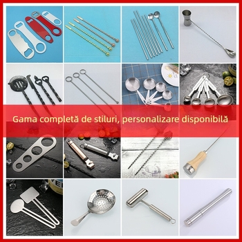 Set de instrumente pentru gheață pentru bar – oțel inoxidabil, stil minimalist modern, lansare toamna 2017 (Brand Jianjin; Ambalaj: individual)