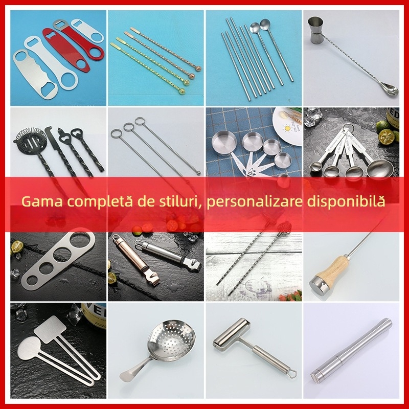 Set de instrumente pentru gheață pentru bar – oțel inoxidabil, stil minimalist modern, lansare toamna 2017 (Brand Jianjin; Ambalaj: individual)