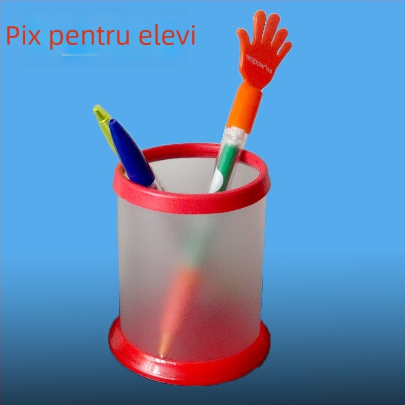 Suport pentru pixuri în stil japonez și coreean – cutie de depozitare din plastic, DIY creativ, formă rotundă PP, imprimare logo, personalizare, model 12589