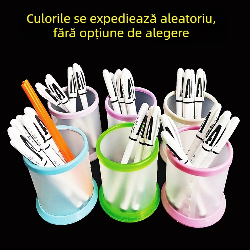 Suport pentru pixuri în stil japonez și coreean – cutie de depozitare din plastic, DIY creativ, formă rotundă PP, imprimare logo, personalizare, model 12589