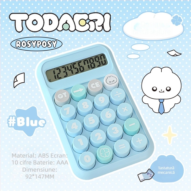 Calculator aritmetic Rs259d, afișaj de 10 cifre, ABS plastic, compatibil cu baterie uscată standard