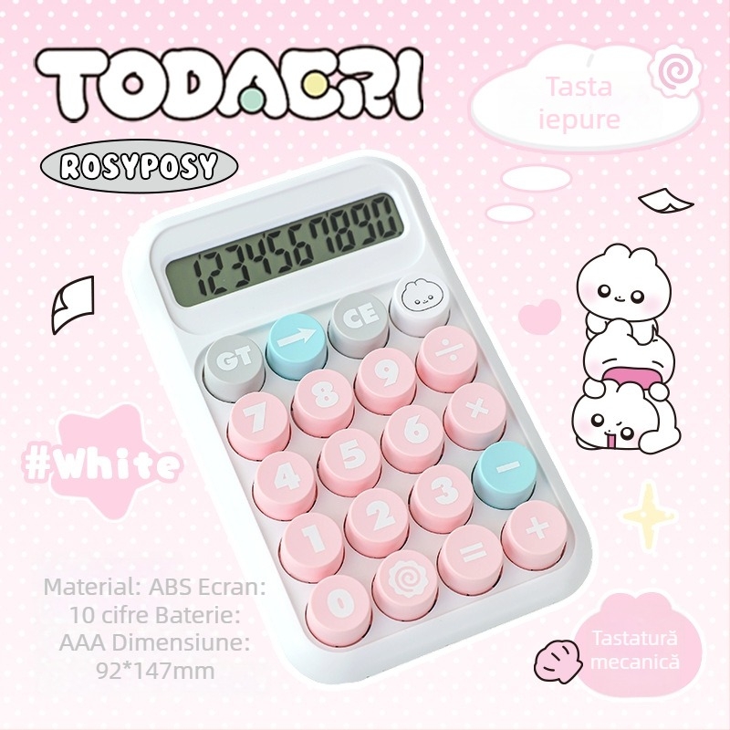 Calculator aritmetic Rs259d, afișaj de 10 cifre, ABS plastic, compatibil cu baterie uscată standard