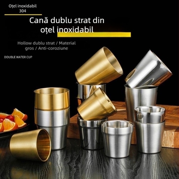 Pahar din oțel inoxidabil 304 cu dublu perete, stil coreean, 101-200 ml