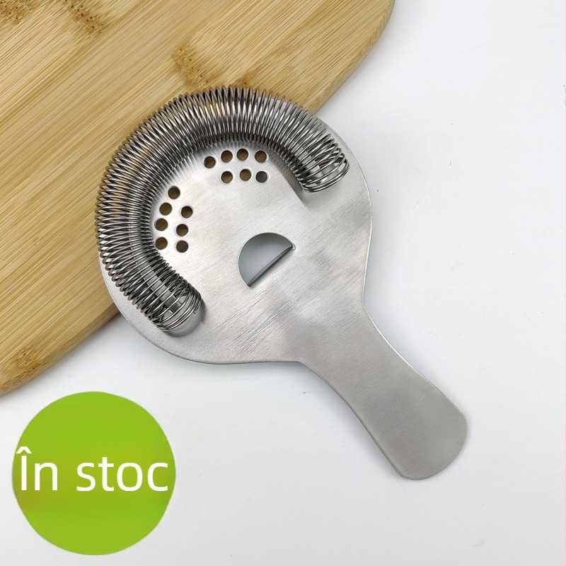 Filtru profesional pentru gheață de cocktail din oțel inoxidabil 430, cu mâner, stil modern minimalist, greutate 121 g