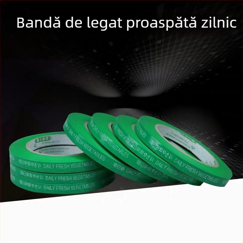 Bandă de legare legume, BOPP, ecologică; include 1 set mașină de legare legume; ambalaje: 2/5/10/25 role