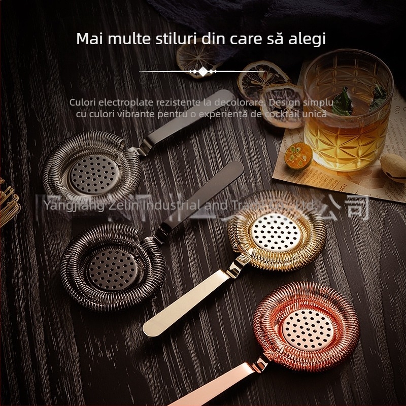 Filtru Hawthorne pentru cocktail din oțel inoxidabil, cu plasă 304, stil Boston, imprimare logo disponibil, brand ZELIN