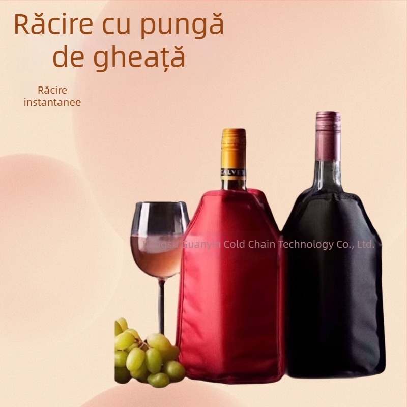Manșon din poliester filat cu gel, manson frigorific pentru șampanie, reutilizabil, pungă de gheață, dimensiuni 15,5 × 23,5 cm