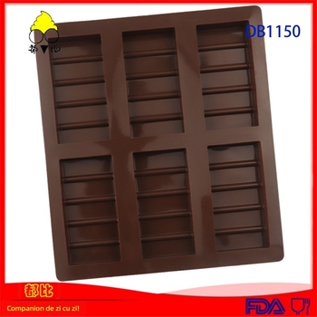 Set de 6 forme dreptunghiulare din silicon pentru ciocolată, decorarea prăjiturilor, fursecuri, jeleu și cuburi de gheață