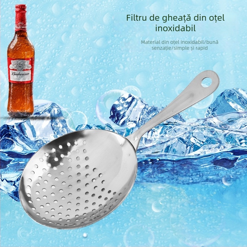 Filtru de gheață din oțel inoxidabil pentru cuburi – instrument pentru barul de acasă, filtrare gheață și amestecare băuturi, personalizare disponibilă, imprimare logo, seria Mixare băuturi