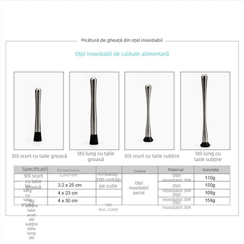 Unealtă din oțel inoxidabil pentru bar: muddler pentru cocktail, zdrobitor de gheață, presă de lămâi și fructe
