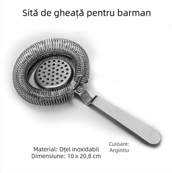 Filtru de gheață din oțel inoxidabil pentru cocktailuri, instrument de filtrare, Nr. produs 005, Personalizabil, Imprimare logo
