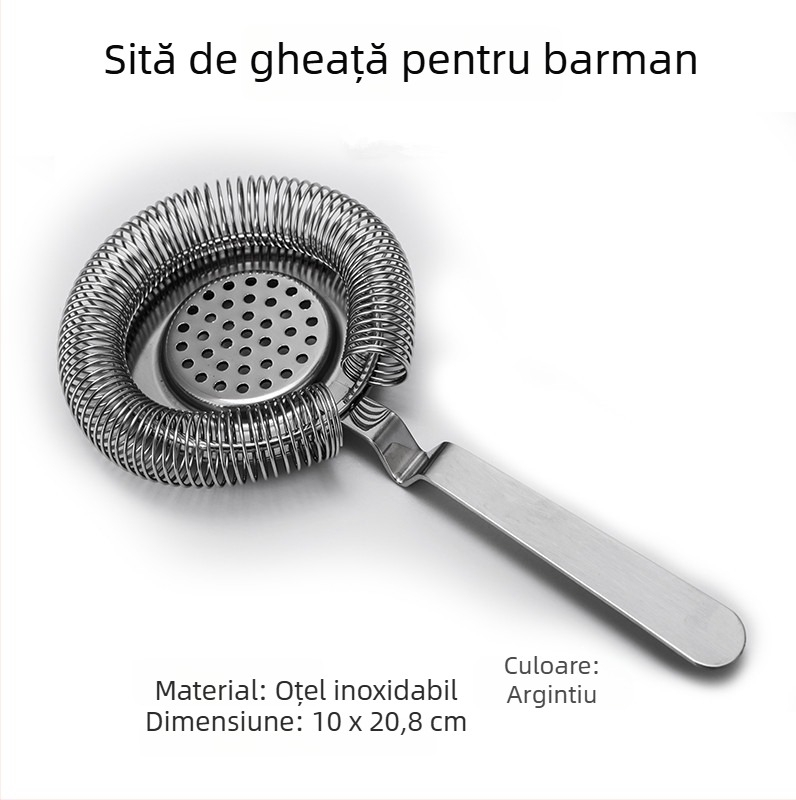 Filtru de gheață din oțel inoxidabil pentru cocktailuri, instrument de filtrare, Nr. produs 005, Personalizabil, Imprimare logo