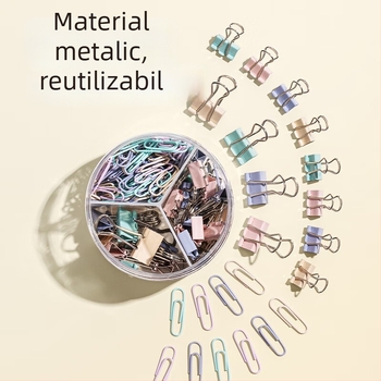 Deli set clipuri metalice pentru birou, 3 în 1, cu dovetail clip, ambalat în cutie