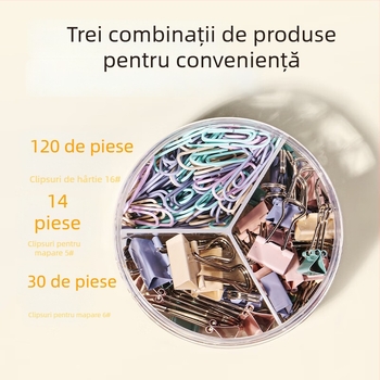 Deli set clipuri metalice pentru birou, 3 în 1, cu dovetail clip, ambalat în cutie
