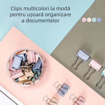 Deli clipuri metalice pentru documente în culori Morandi, 8553A, dimensiuni multiple