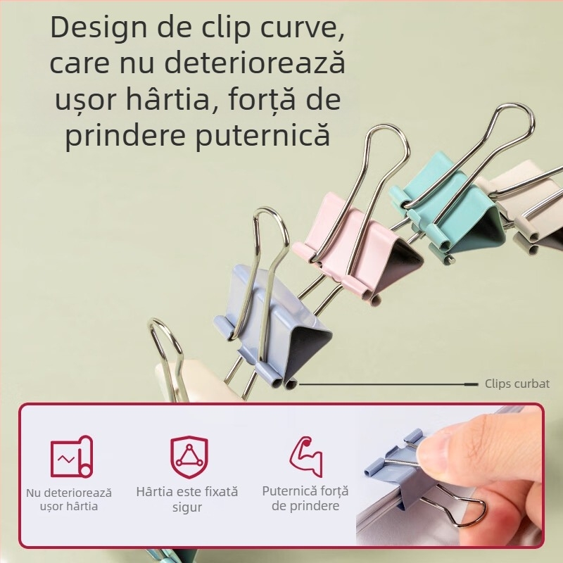 Deli clipuri metalice pentru documente în culori Morandi, 8553A, dimensiuni multiple