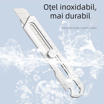 Cuțit utilitar din oțel inox, șase în unu, robust, lamă îngroșată pentru tapet, lamă 0.5×18×100 mm