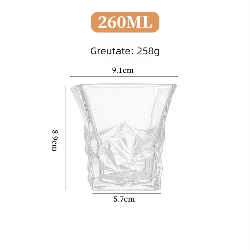 Pahar de whisky, stil lux ușor retro, sticlă sodă-lime, fără mâner și fără capac, model TZ-4