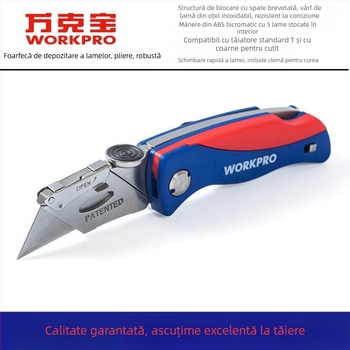 Cuțit de utilitate pliabil, cu mâner din plastic, model 211006