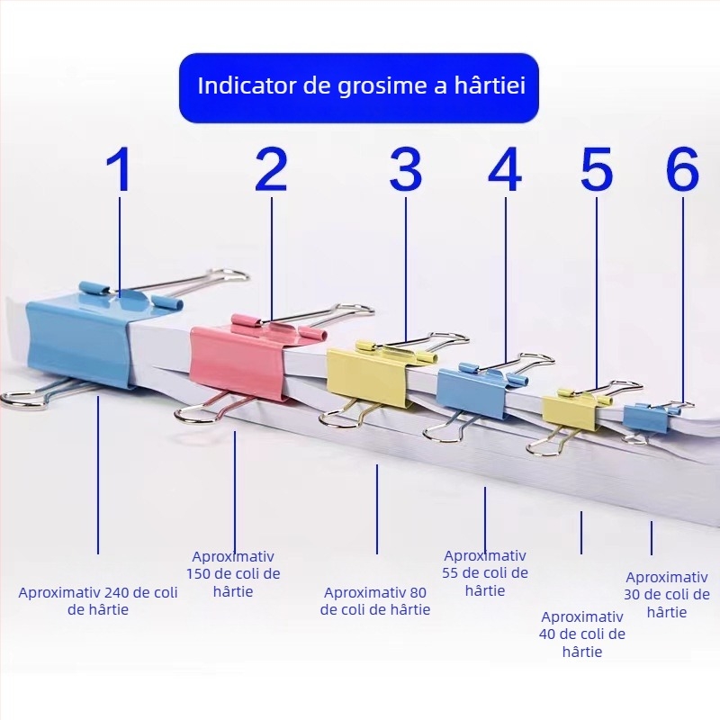 Clipuri colorate pentru hârtie cu coadă lungă pentru documente